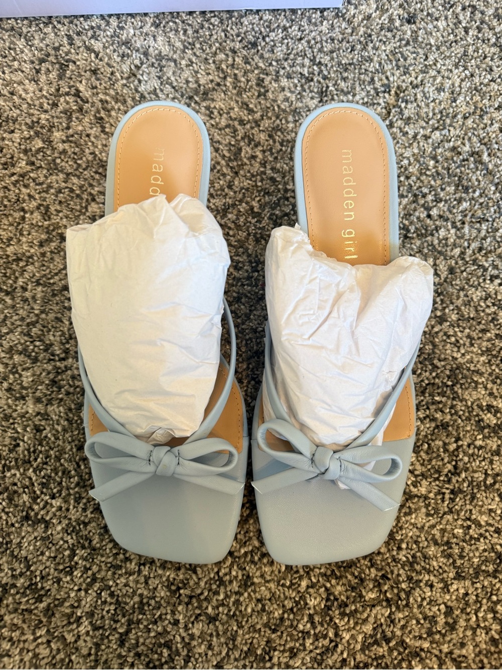 Madden Girl Light Blue Bow Square-Toe Slide NWT